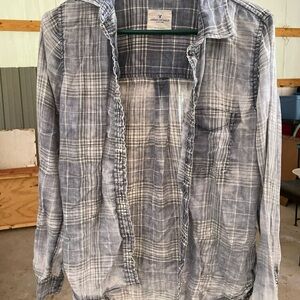 American Eagle Outfitters Blue Plaid Women's Top